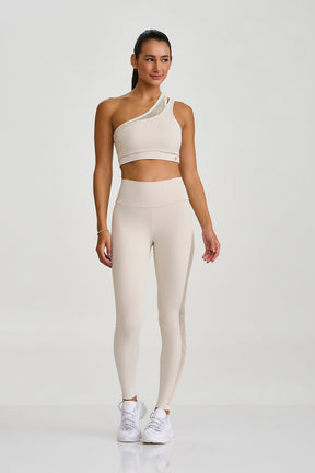 Legging Detalhe em Tela Off White Caju Brasil