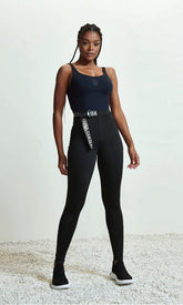 Conjunto Legging Skinny Faixa Logo Preto