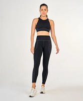 Conjunto Top e Legging Sem Costura Canelada Cos Alto Preto Alto Giro