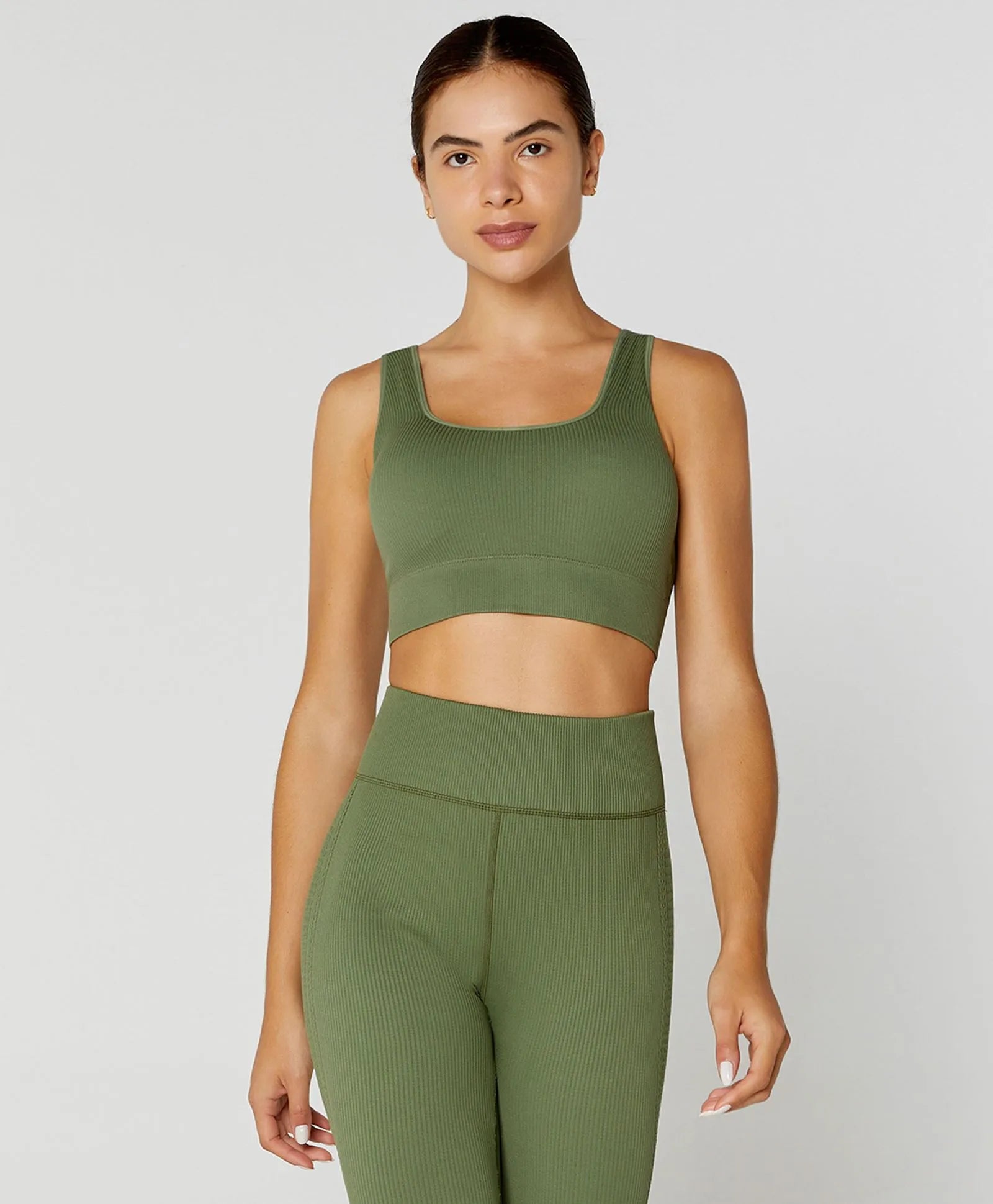 Conjunto Top e Legging Seamless Verde Alto Giro