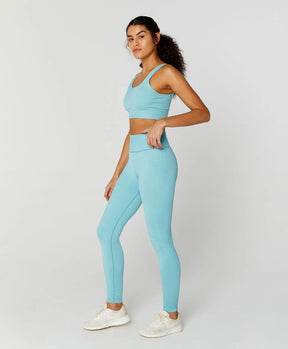 Legging Canelado Shine Seamless Verde Água Alto Giro