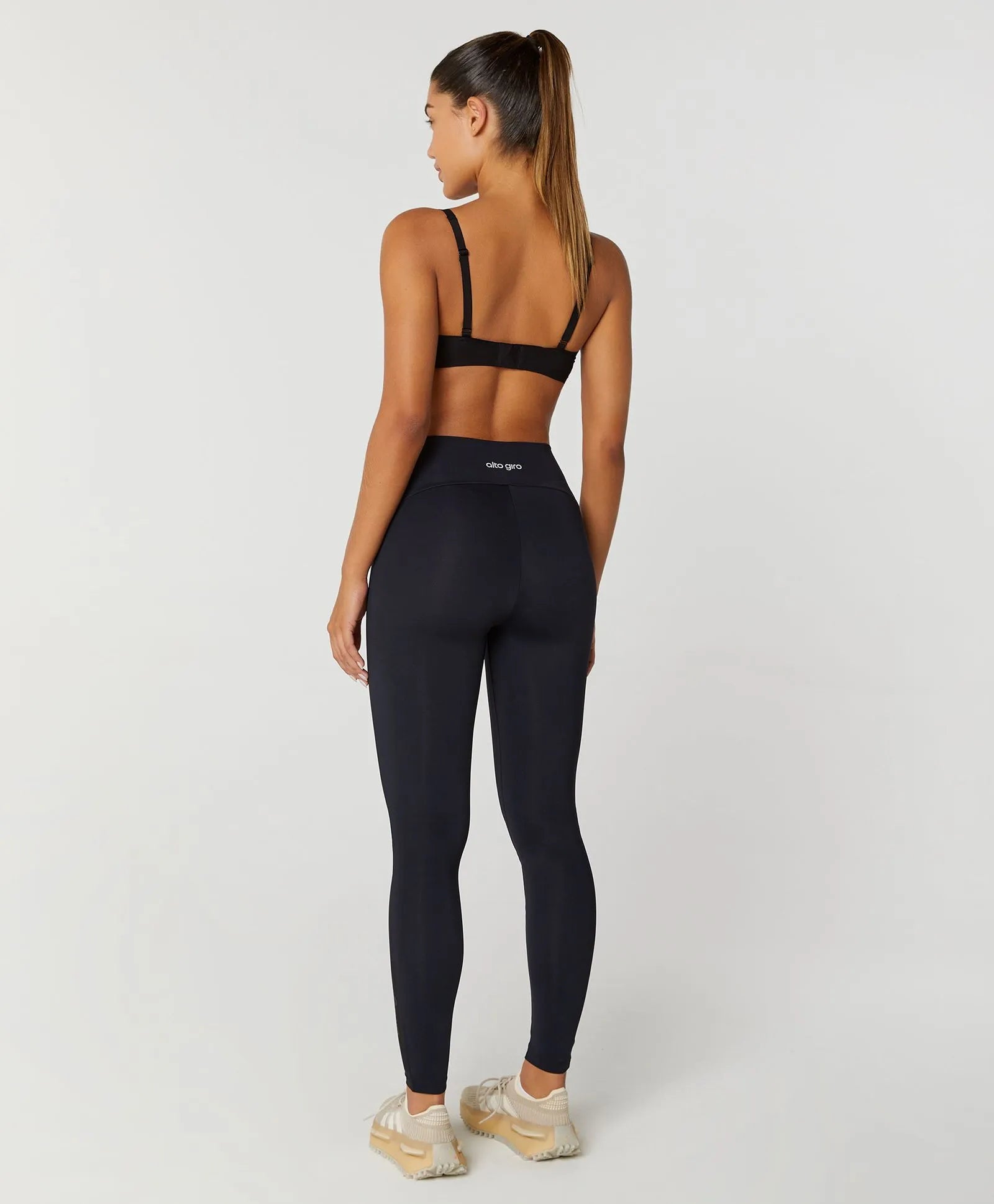 Legging Recorte Com Tule Preto Alto Giro