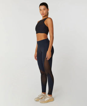 Legging Recortes Tule Ag Preto Alto Giro