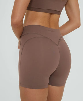 Shorts Push Up Anticelulite Marrom Alto Giro