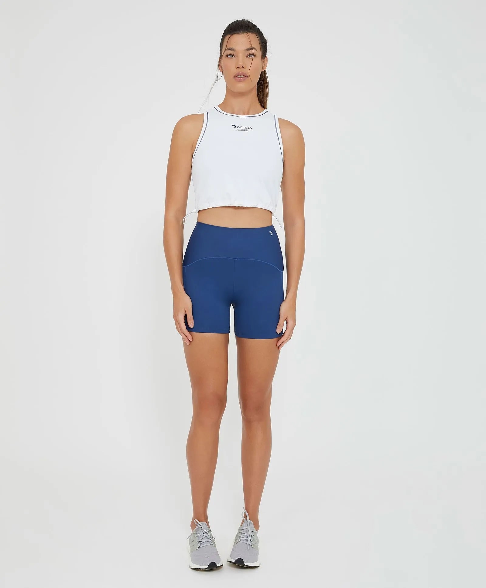 Regata Cropped Activewer Com Regulagem Branco Alto Giro