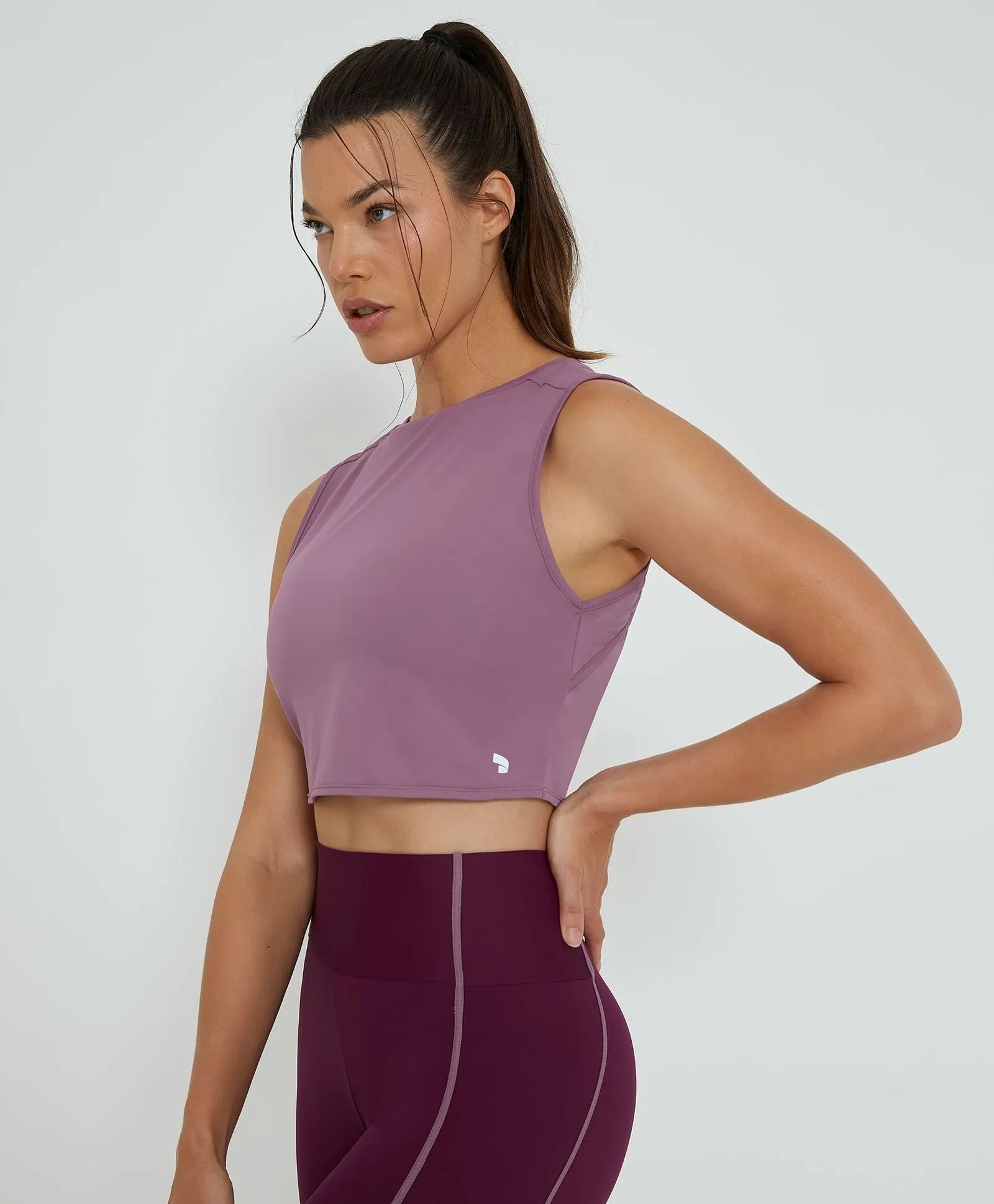 Regata Cropped Abertura Costas Malva Alto Giro