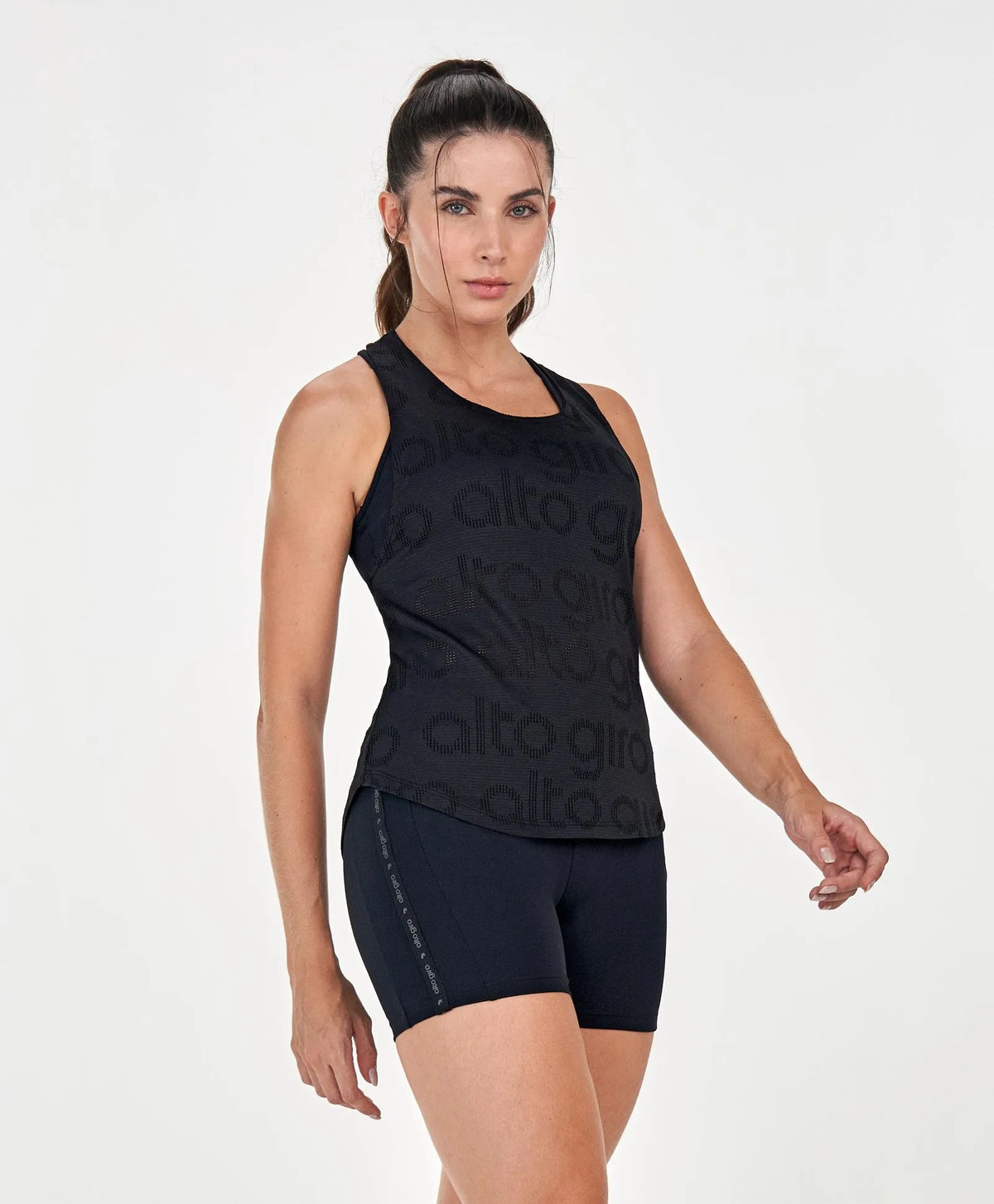 Regata Mesh Costas Nadador Preto Alto Giro