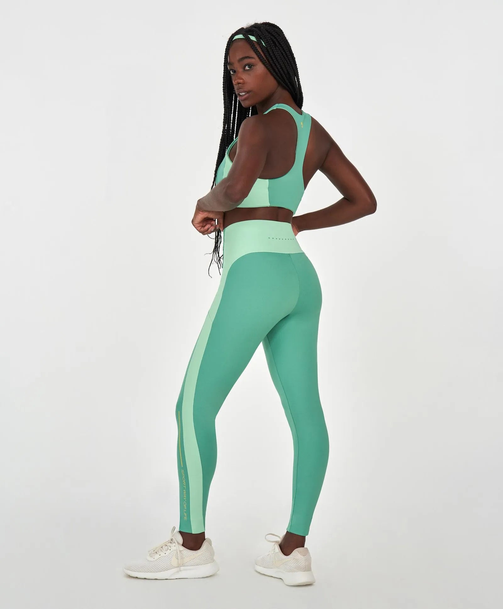 Conjunto Top e Legging Bicolor Verde Alto Giro