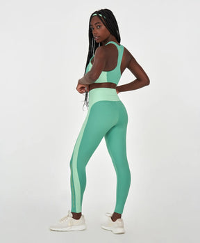 Legging Recorte Bicolor Verde Alto Giro