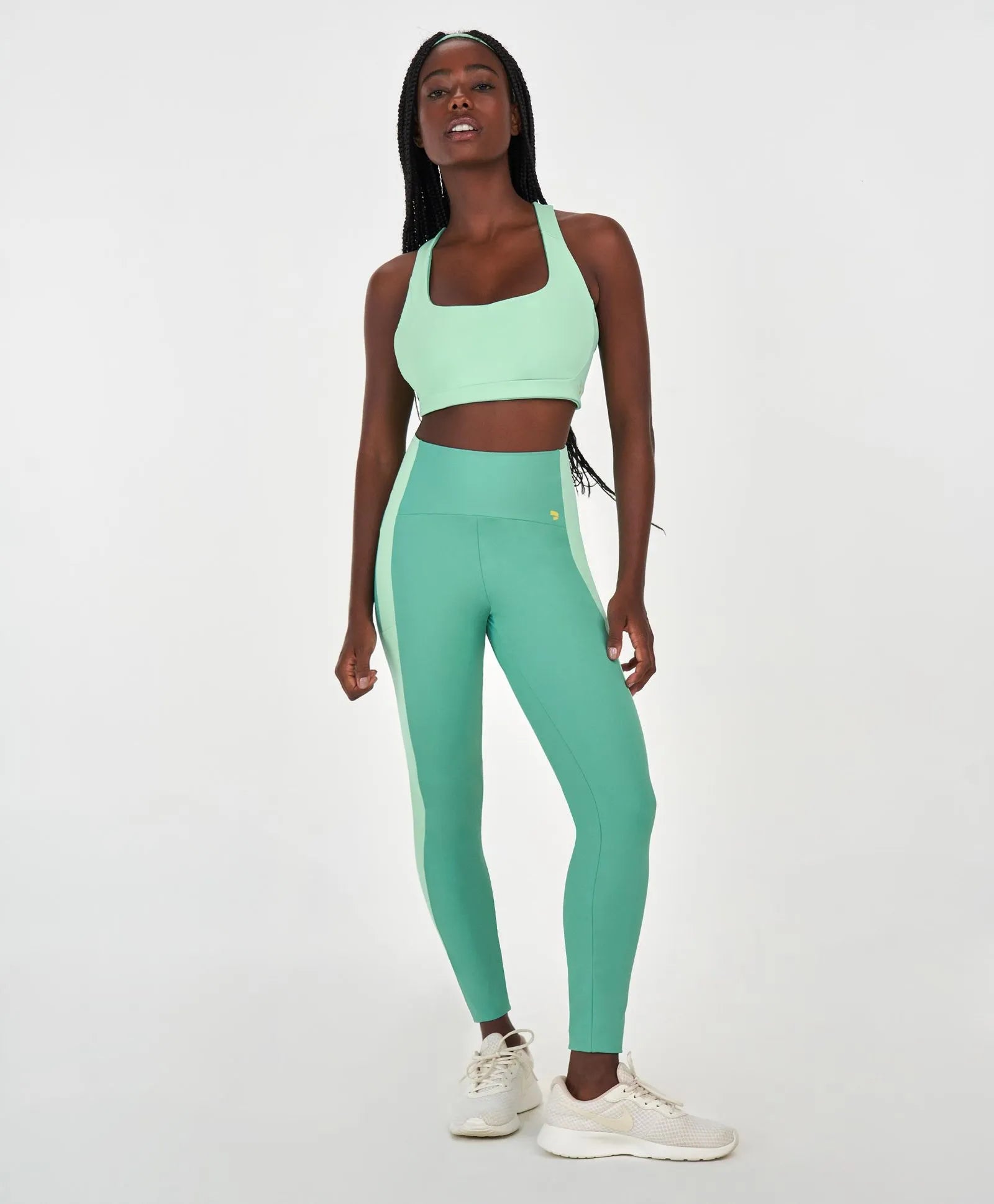 Conjunto Top e Legging Bicolor Verde Alto Giro