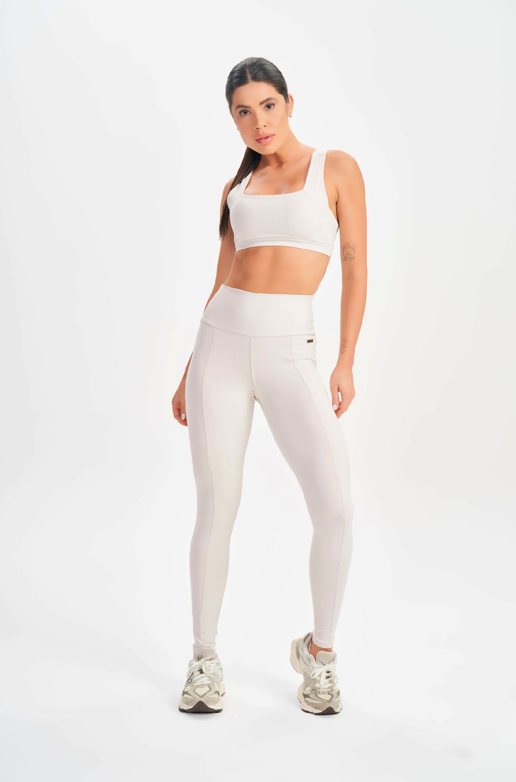 Conjunto Top e Legging Basic Flex Off White Lets Gym