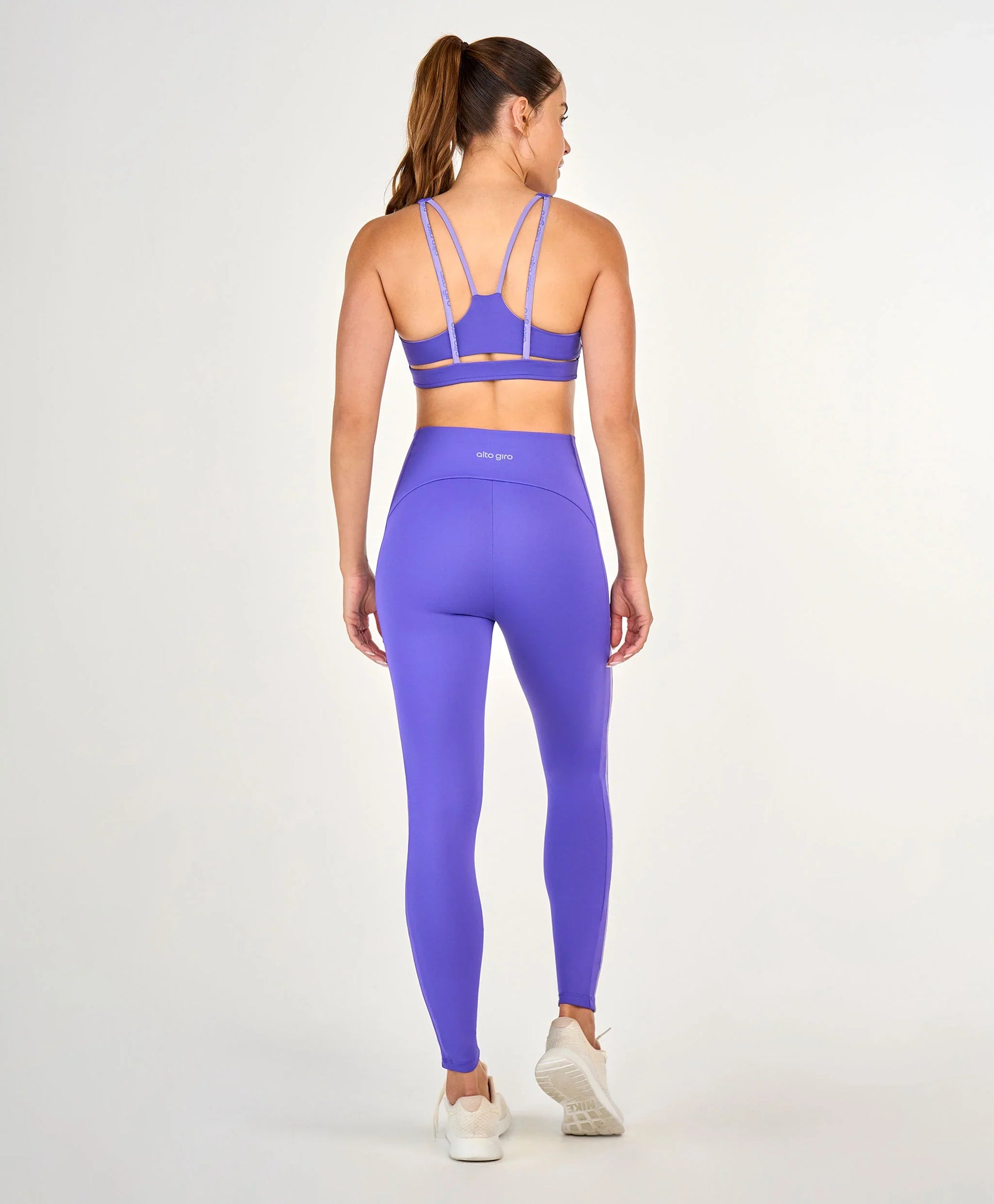 Conjunto Top Dupla Face e Legging Elastico Personalizado Roxo Alto Giro