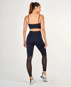 Conjunto Top e Legging Vazado Tule Preto Alto Giro