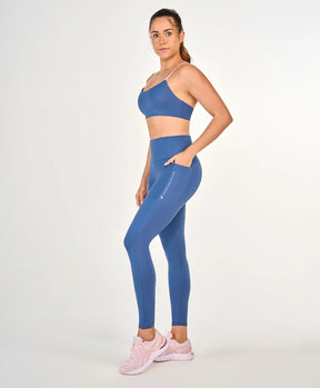 Legging Bolsos Laterais Sport Way Of Life Azul Denim Alto Giro