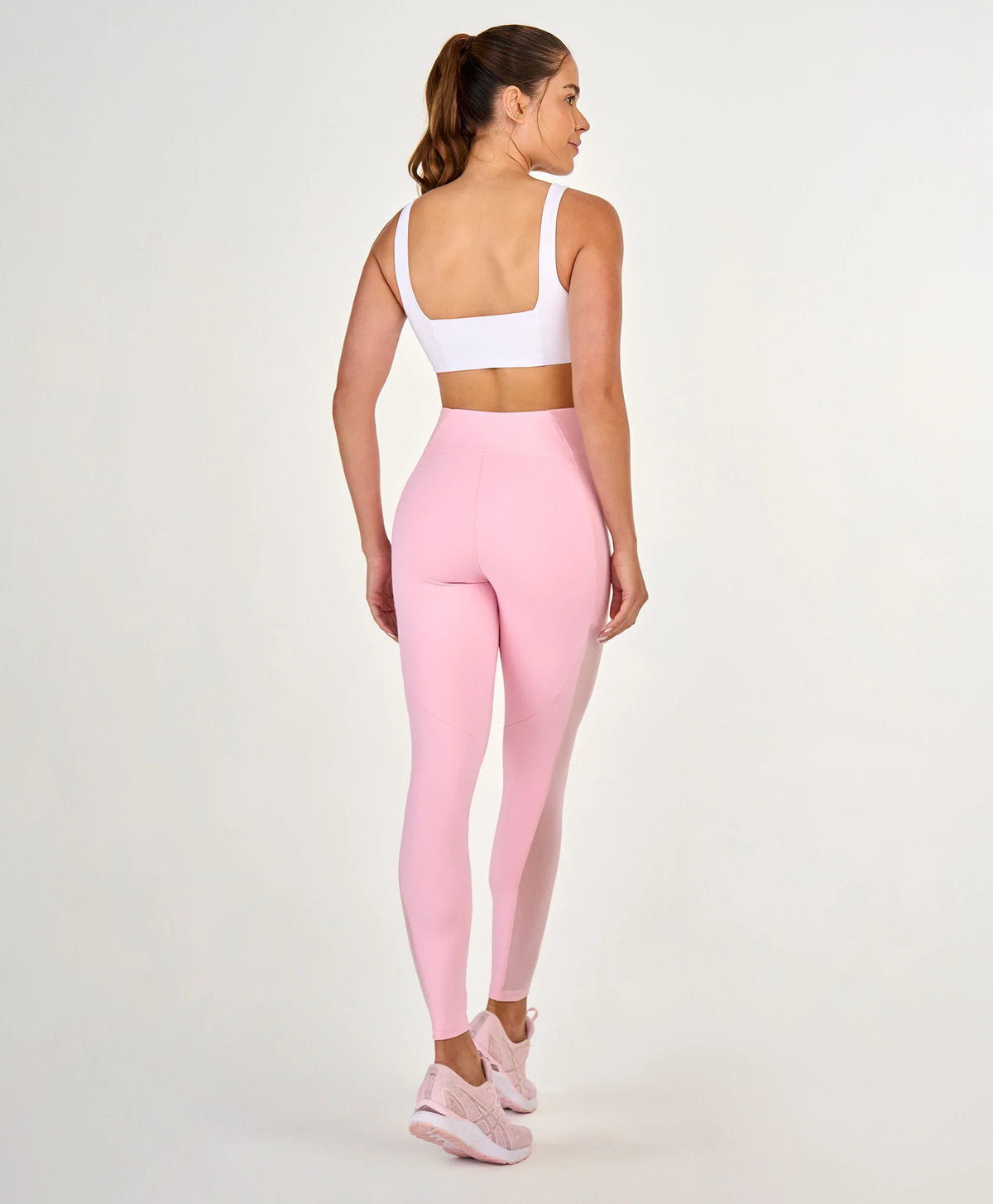 Legging Tule Recortes E Estampa Rosa Alto Giro