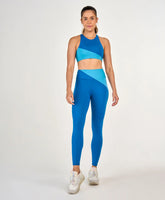 Conjunto Top e Legging Assimétrica Azul Alto Giro