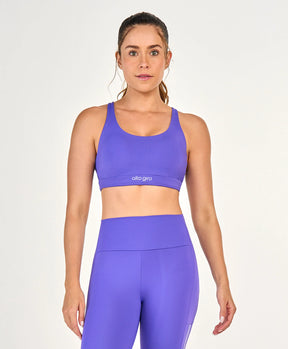 Conjunto Top Dupla Face e Legging Elastico Personalizado Roxo Alto Giro