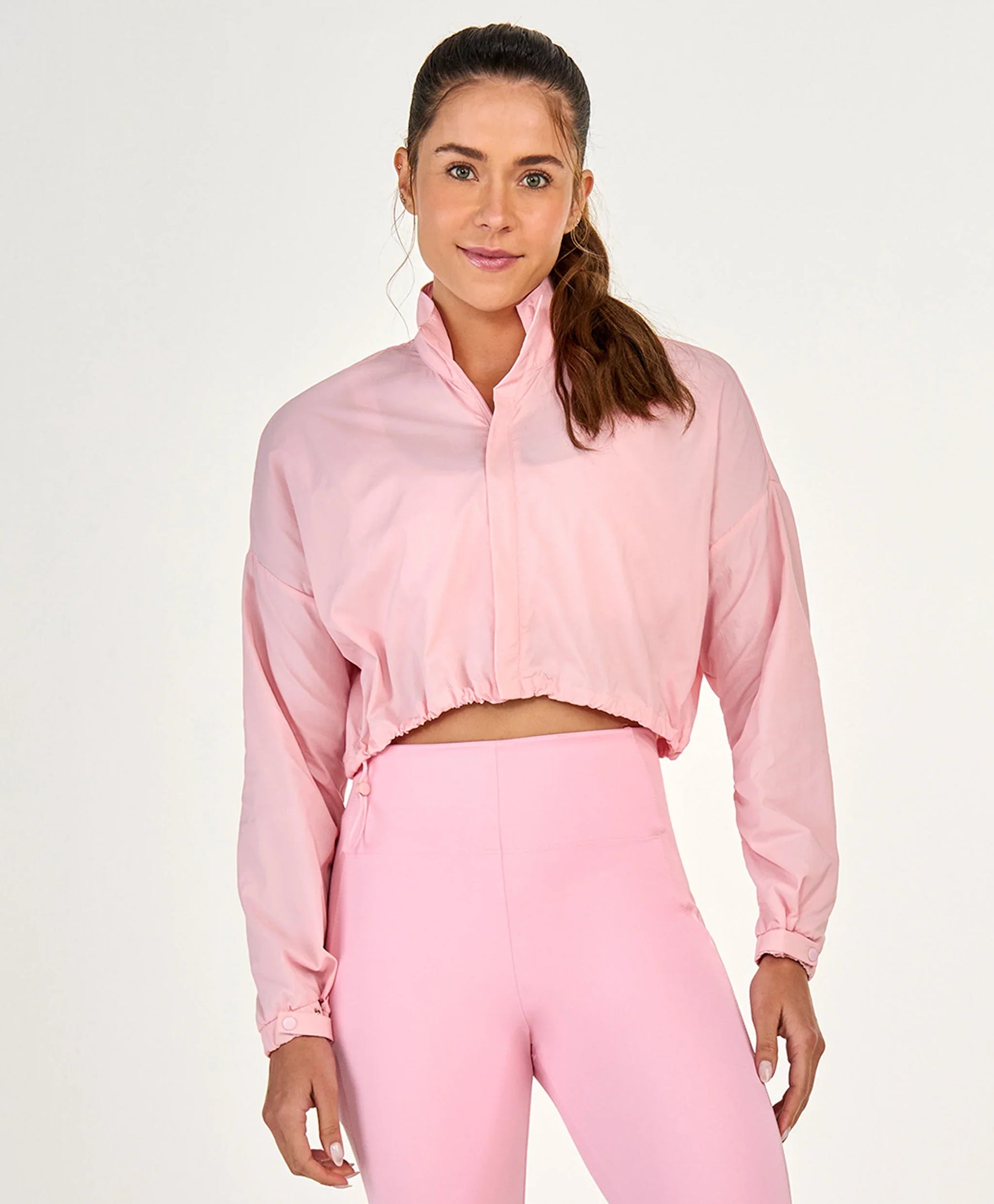 Jaqueta Cropped Regulagens Rosa Alto Giro