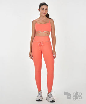 Legging Com Cordão Coral Alto Giro