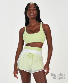 Shorts 2 Em 1 Com Cordao E Bolso Verde Alto Giro