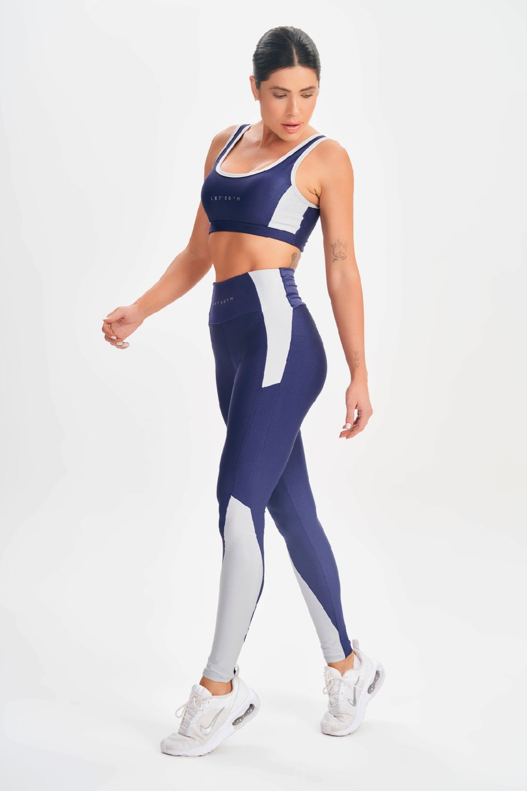 Conjunto Top e Legging Happiness Azul Marinho Lets Gym