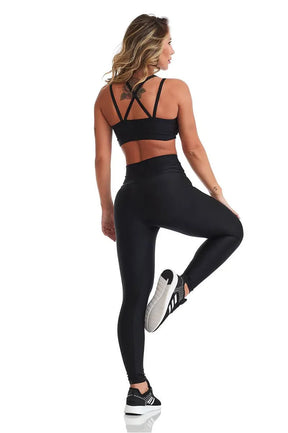 Legging Atlanta Básica Preto Cirre Caju Brasil