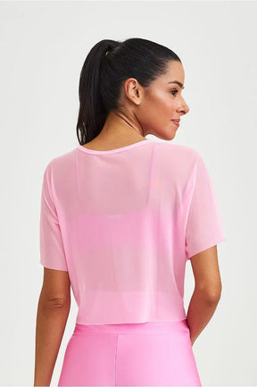 Cropped De Tule Clássico Rosa Blossom Caju Brasil