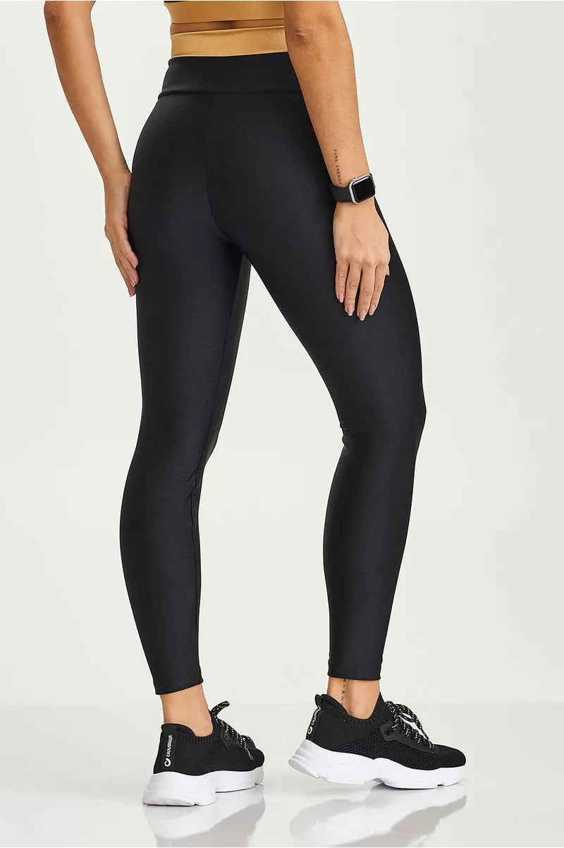 Legging Afina Cintura Atlanta Assimétrica Preto Caju Brasil