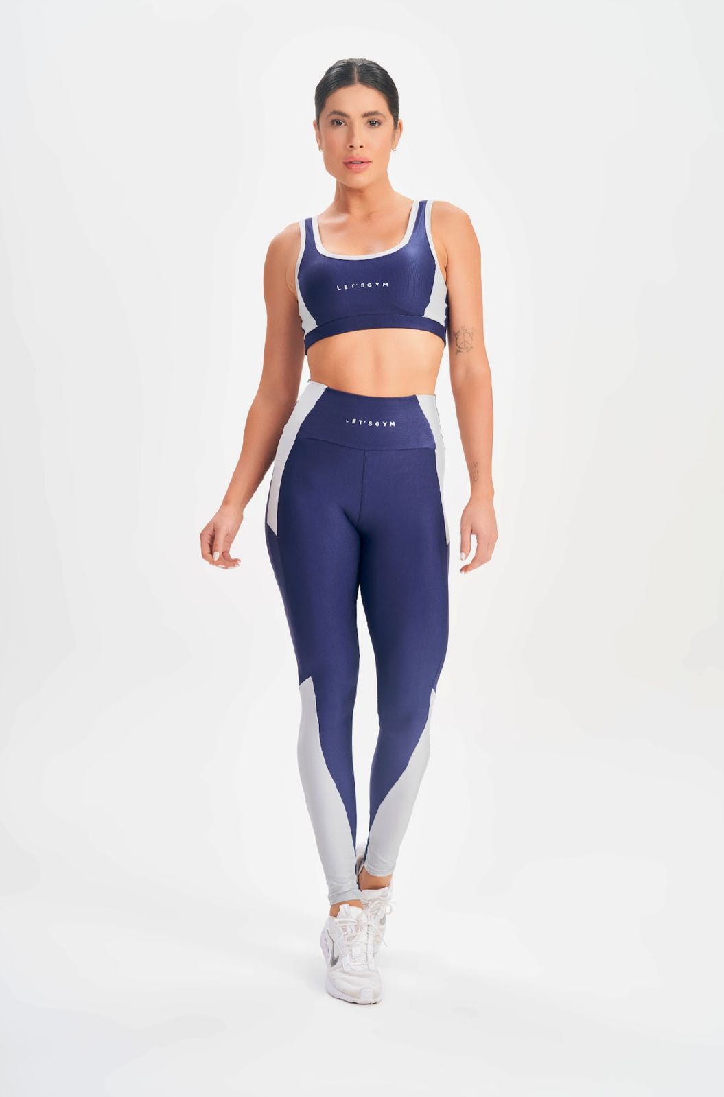 Conjunto Top e Legging Happiness Azul Marinho Lets Gym