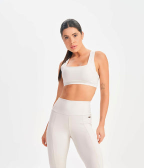 Conjunto Top e Legging Basic Flex Off White Lets Gym