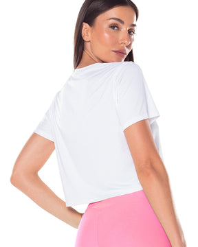 Blusa Dry Fit Cropped Embaixadora Branco Vestem