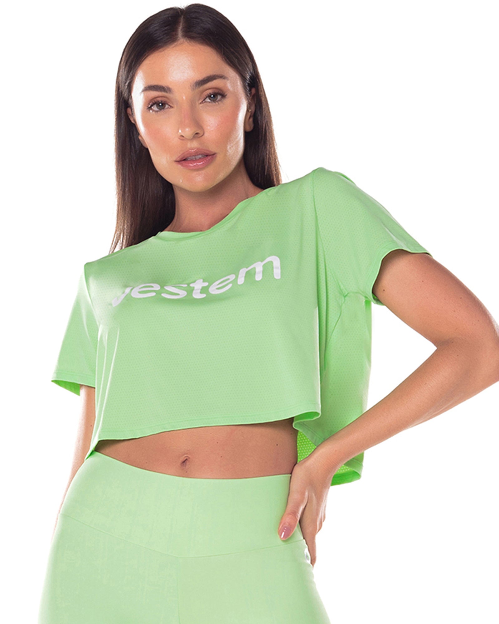 Blusa Dry Fit Cropped Embaixadora Verde Menta Vestem