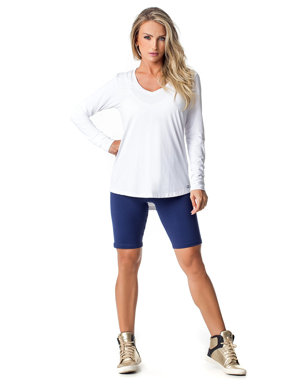 Blusa Dry Fit  Janice Branco Alongada Vestem