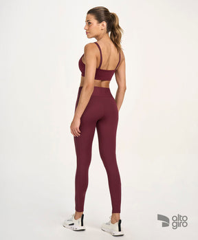 Legging Elástico Personalizado Vermelho Tinto Alto Giro