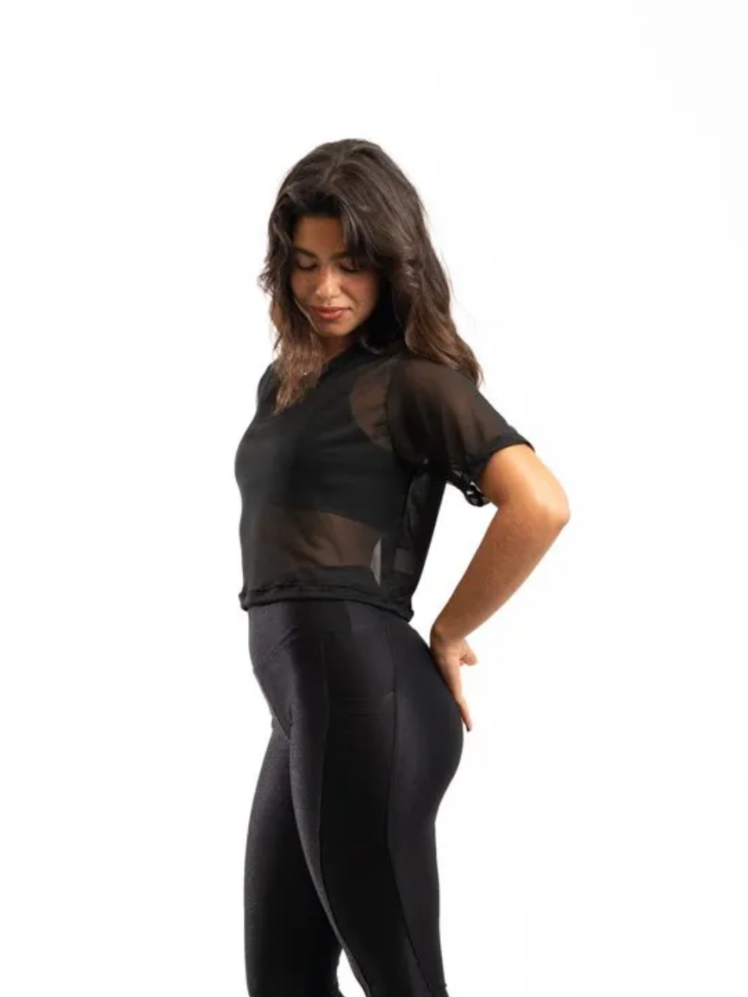 Blusa Cropped Tule Preto MF