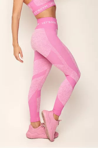 Conjunto Top e Legging Melange Rosa Lets Gym