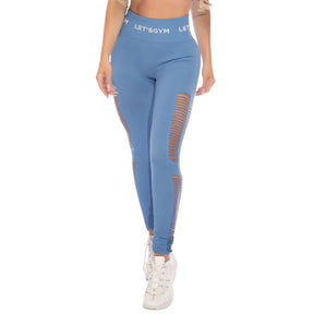 Conjunto Top e Legging Seamless Slice Azul Lets Gym