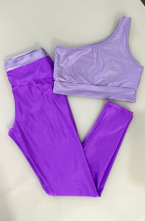 Conjunto Top e Legging Ombro Só Roxo/Lilás MF