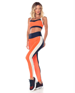 Conjunto Top e Legging Tricolor Celeste Laranja Vestem