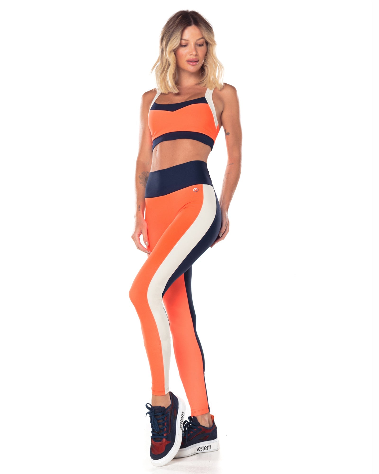 Legging Fusô Tricolor Celeste Laranja Vestem