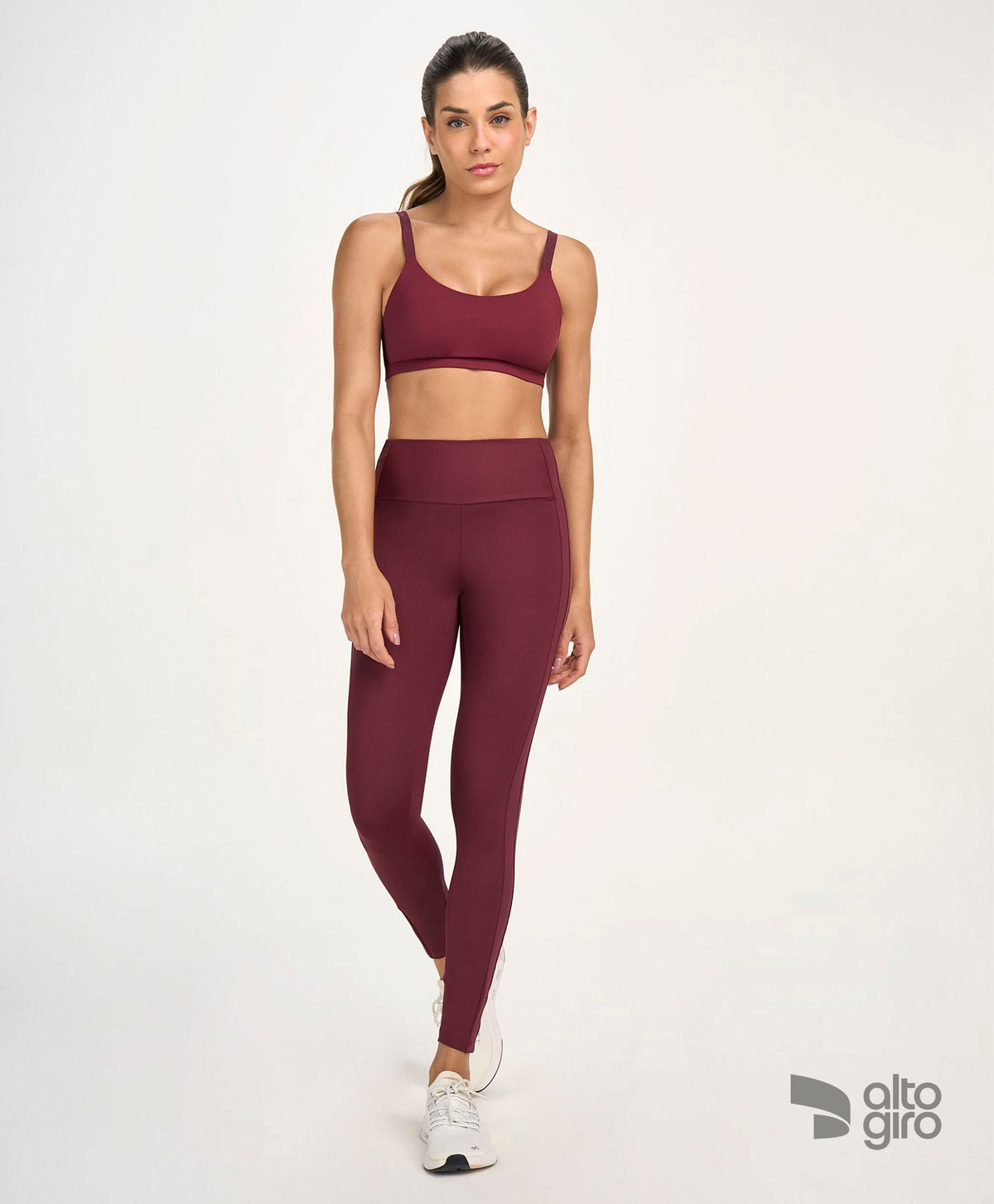 Legging Elástico Personalizado Vermelho Tinto Alto Giro