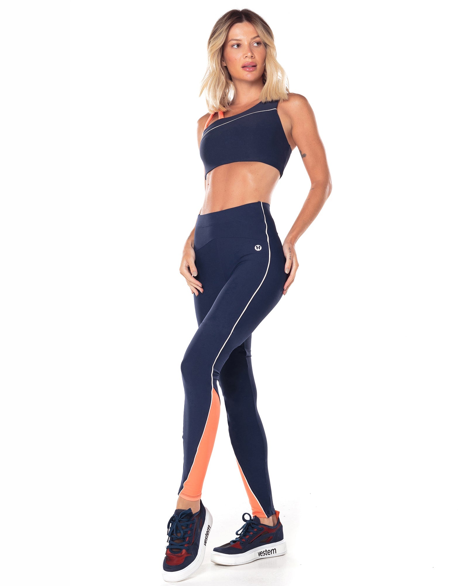 Legging Fuso Com Friso Astra Azul Marinho Vestem