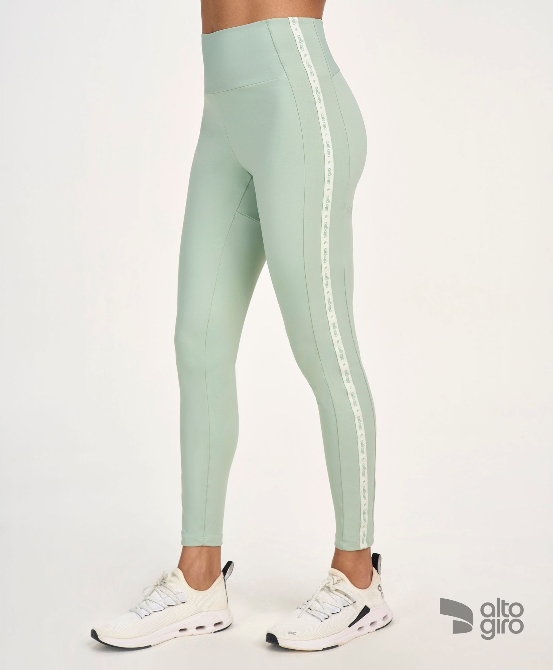 Legging Elástico Personalizado Verde Gelo Alto Giro