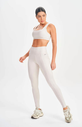 Conjunto Top e Legging Basic Flex Off White Lets Gym