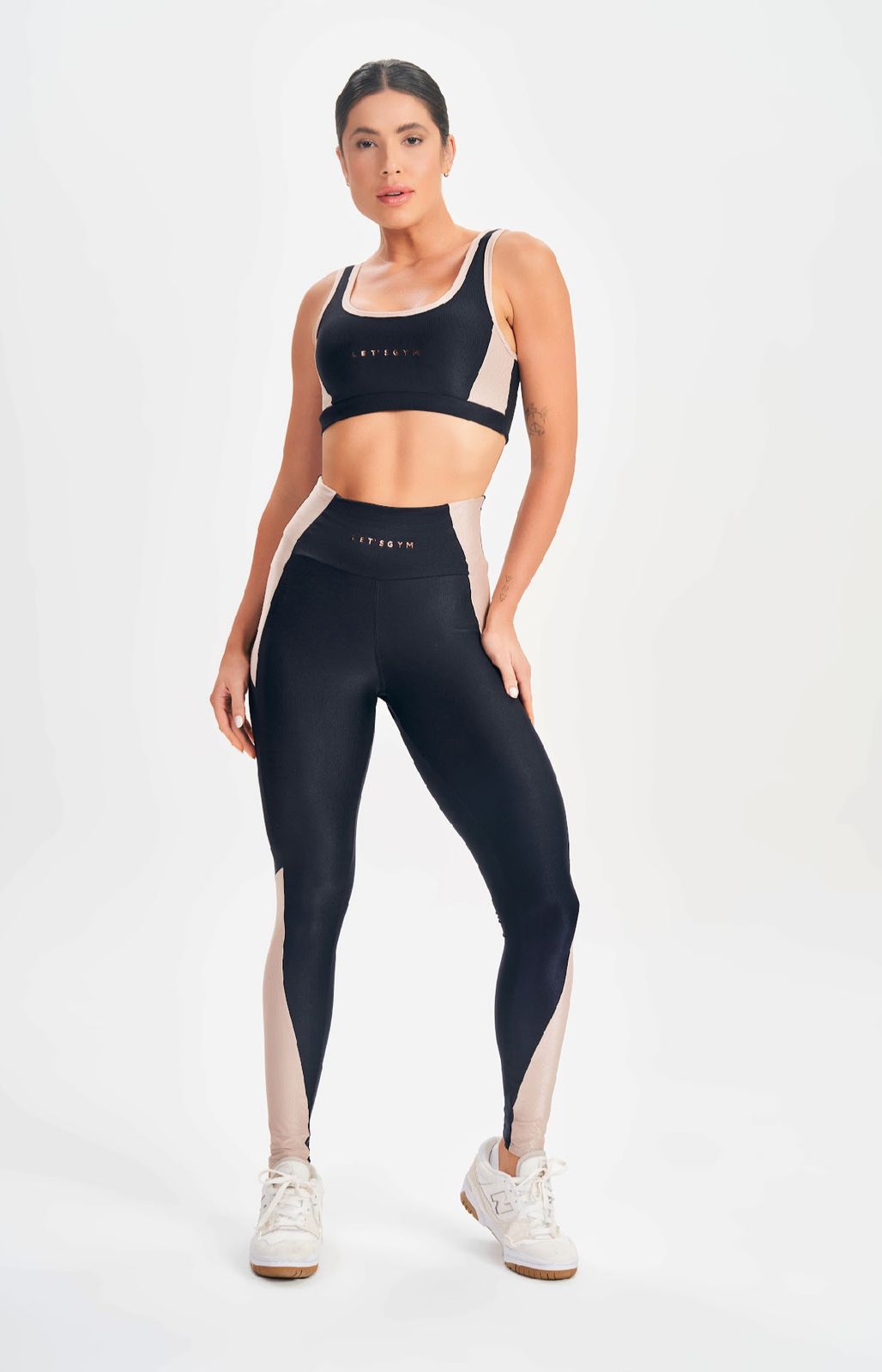 Conjunto Top e Legging Happiness Preto Lets Gym