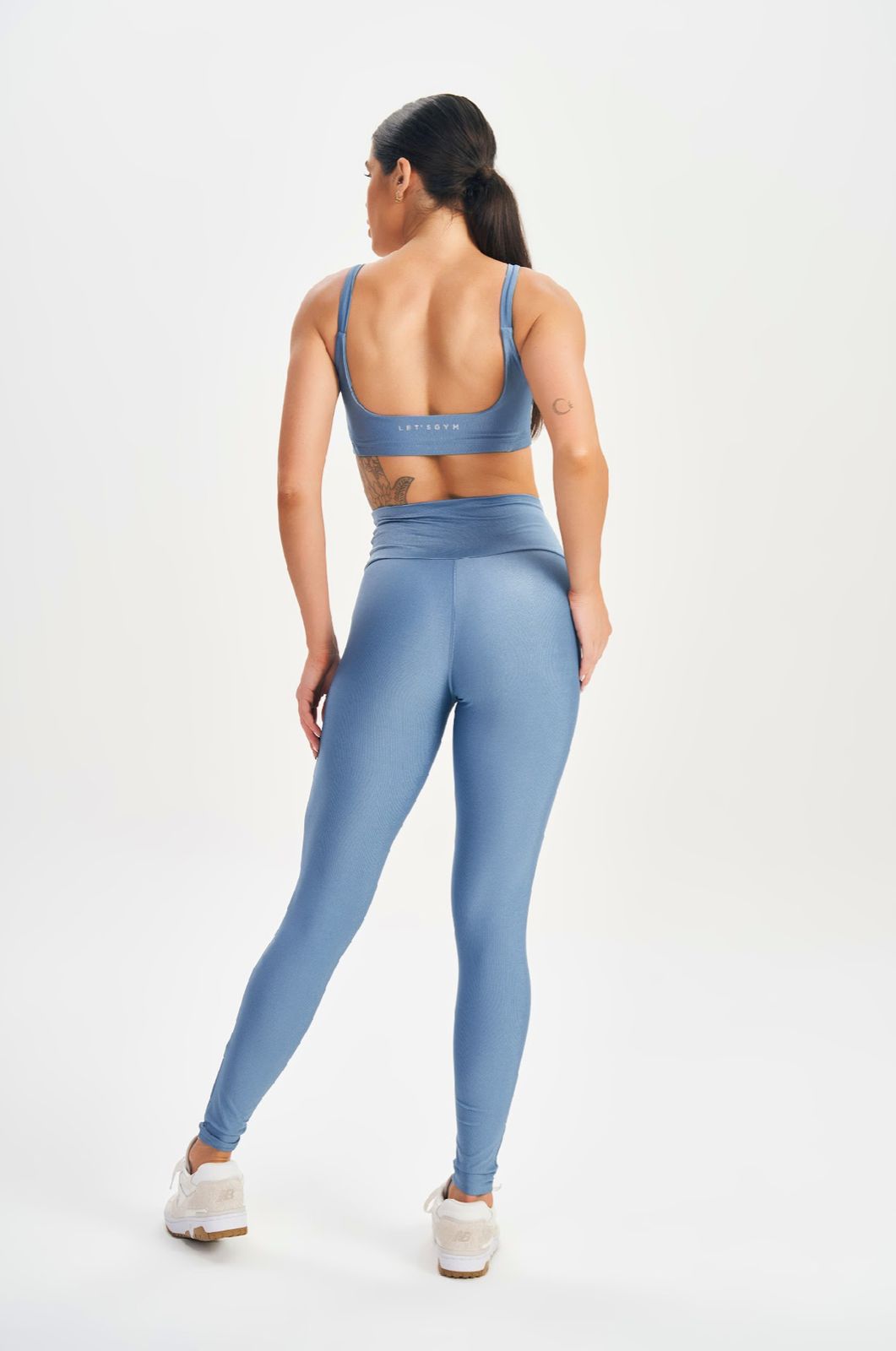 Conjunto Top e Legging Minimal Bold Azul Vintage Lets Gym