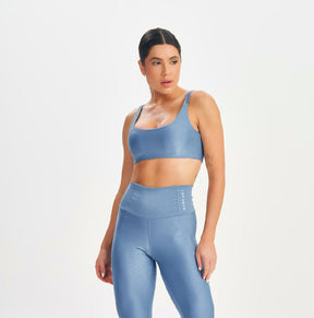 Conjunto Top e Legging Minimal Bold Azul Vintage Lets Gym