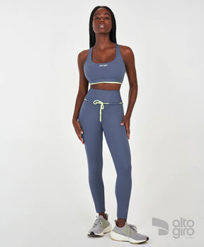 Legging Com Regulagem No Cos Cinza Alto Giro