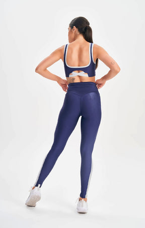 Conjunto Top e Legging Happiness Azul Marinho Lets Gym