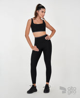 Legging Rib Shine Preto Alto Giro